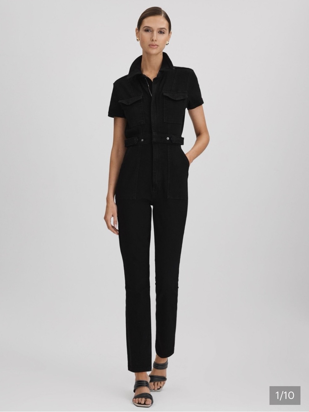 Good American Fit for Success Black Denim Jumpsuit, Size L, NWT